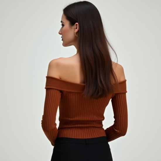 Women's Chestnut Off-Shoulder Shirt