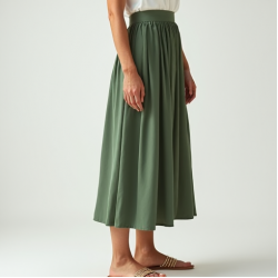 Women's Light High Waist Midi Skirt