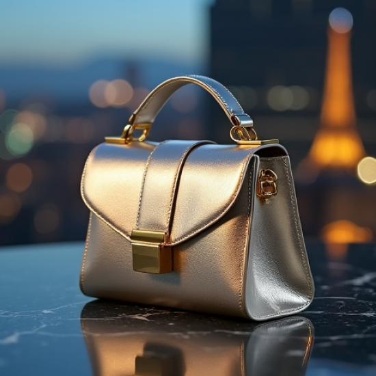 Women's Metallic Top-Handle Bag