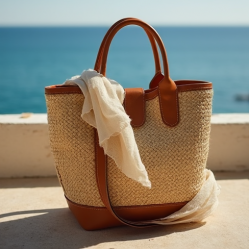 Women's Leather-Trim Raffia