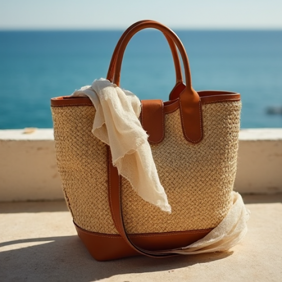 Women's Leather-Trim Raffia