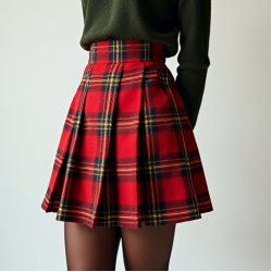Women's Checkered Pleated Mini Skirt