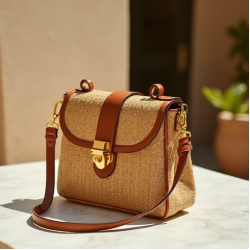 Women's Metallic Raffia Crossbody