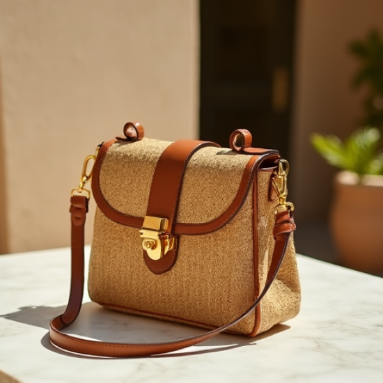 Women's Metallic Raffia Crossbody