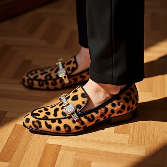 Women's Embellished Animal Print Loafer