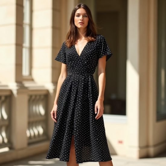 Women's Micro Polka Flowy Dress
