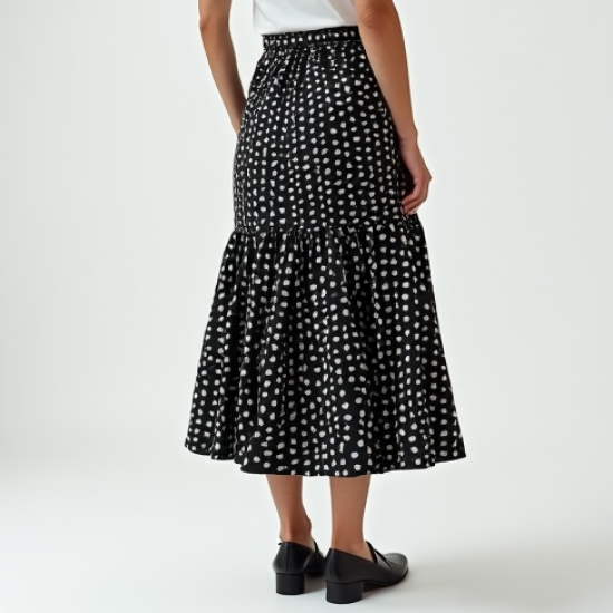 Women's Checker Polka A-Line Skirt