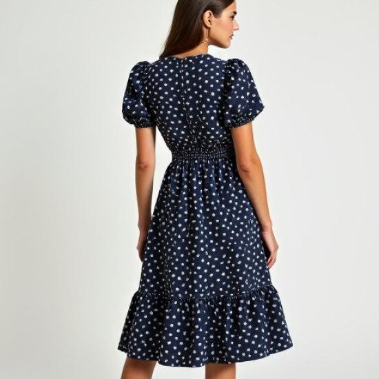 Women's Mini Polka Dot Smock Dress