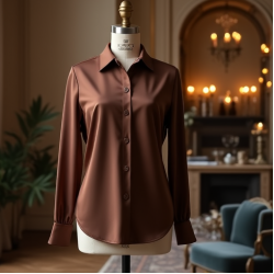 Women's Chocolate Brown Satin Blouse