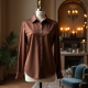 Women's Chocolate Brown Satin Blouse