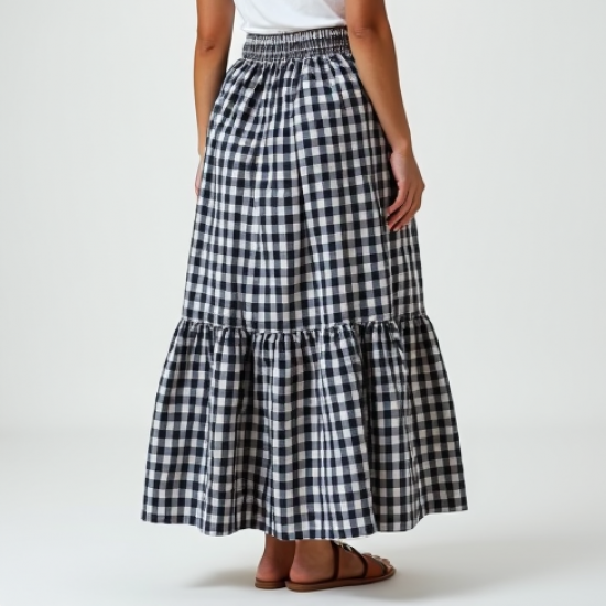 Women's Tiered Checkered Skirt