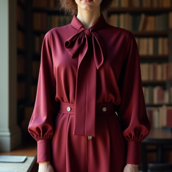 Women's Literary Bow Blouse