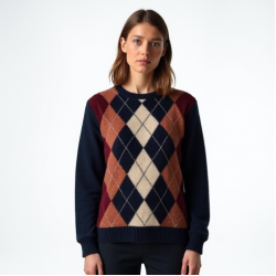 Women's Argyle Crewneck Sweater