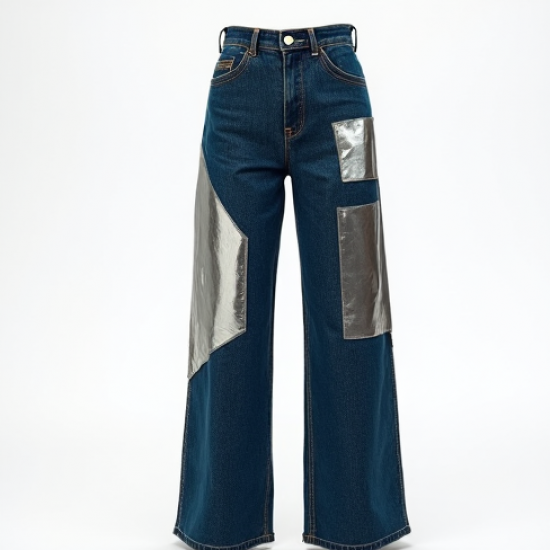 Women's Metallic Patch Denim