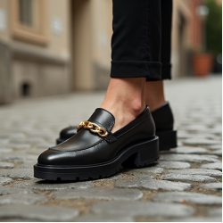 Women's Gold Chain Penny Loafer