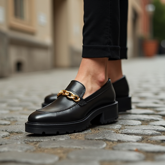 Women's Gold Chain Penny Loafer