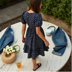 Women's Mini Polka Dot Smock Dress