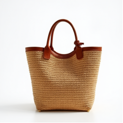 Women's Two-Tone Raffia Tote