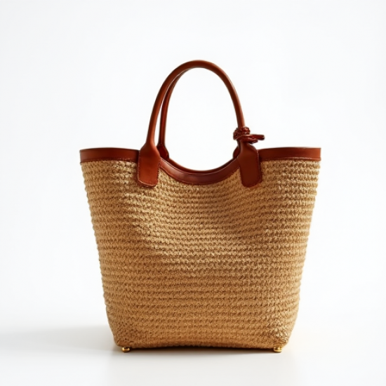 Women's Two-Tone Raffia Tote