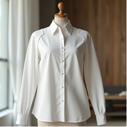 Women's Padded Shoulder Poplin Shirt