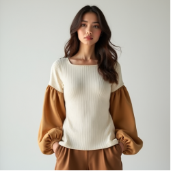 Women's Contrast Sleeve Top