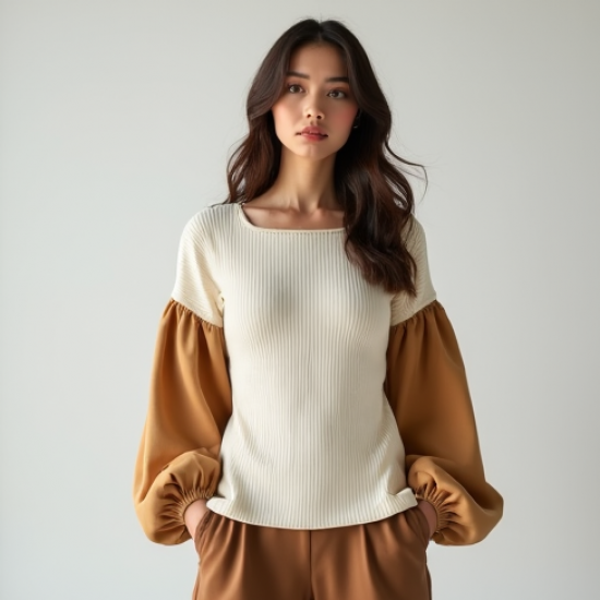 Women's Contrast Sleeve Top
