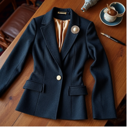 Women's Tweed Blazer with Brooch