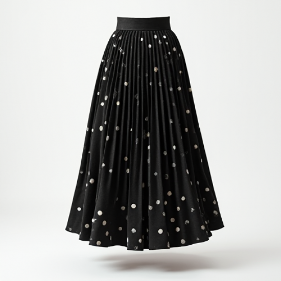 Women's Polka Hem Midi Skirt