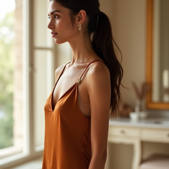 Women's Bronze Silk Camisole
