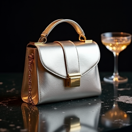 Women's Metallic Top-Handle Bag