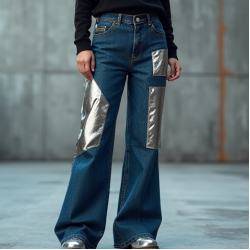 Women's Metallic Patch Denim