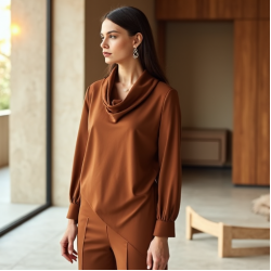 Women's Toffee Asymmetric Blouse
