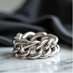 Women's Silver Thick Chain Cuff