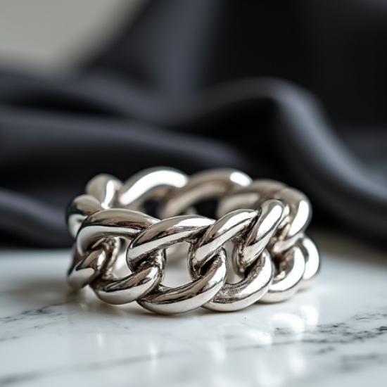 Women's Silver Thick Chain Cuff
