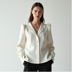 Women's Shoulder Pad Collarless Shirt