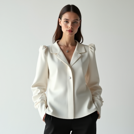 Women's Shoulder Pad Collarless Shirt