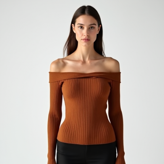 Women's Chestnut Off-Shoulder Shirt