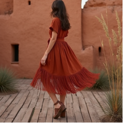 Women's Boho Fringe Detail Dress