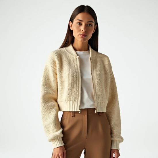Women's Cropped Boucle Bomber