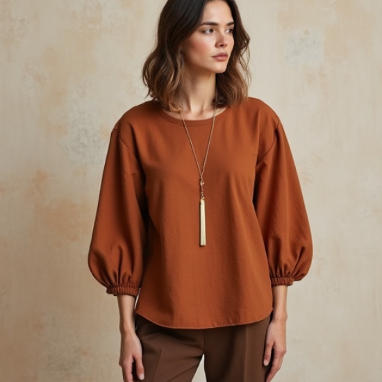 Women's Umber Balloon Sleeve Top