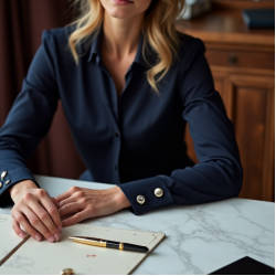 Women's Structured Shoulder Silk Blouse