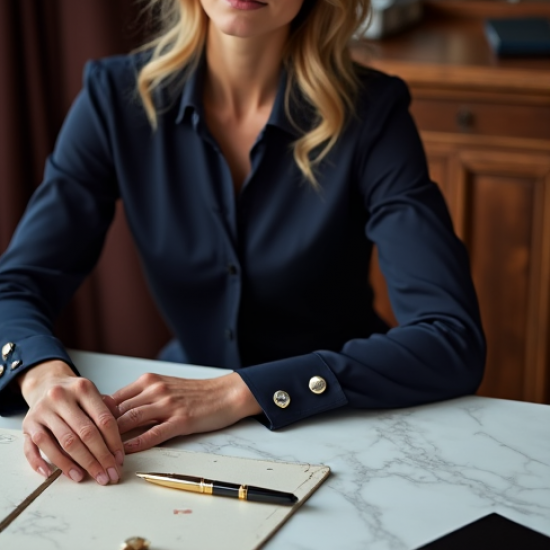 Women's Structured Shoulder Silk Blouse