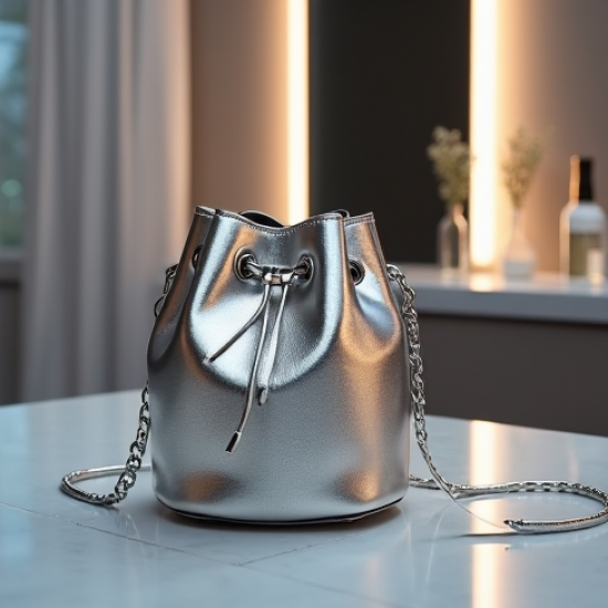 Women's Metallic Mini Bucket Bag