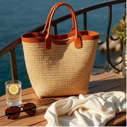 Women's Two-Tone Raffia Tote
