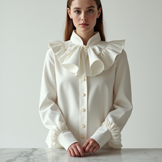 Women's Dramatic Ruffle Collar Shirt