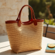 Women's Two-Tone Raffia Tote