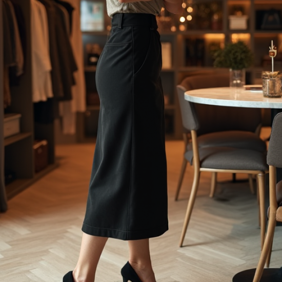 Women's Soft High Waist Straight Skirt