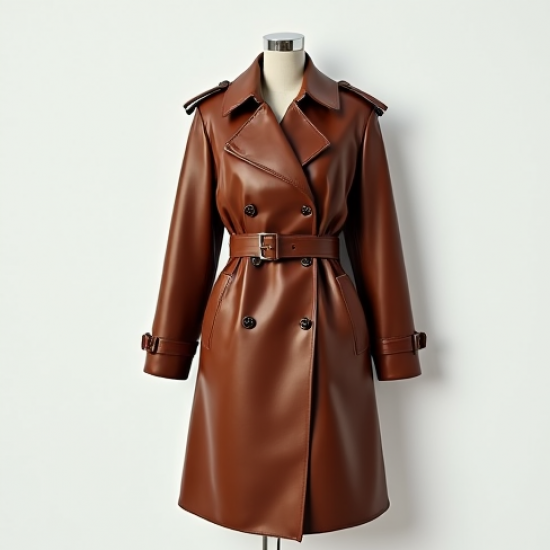 Women's 80s-Inspired Faux Leather Coat