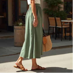 Women's Relaxed High Waist Midi Skirt
