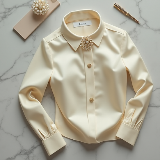 Women's Brooch-Embellished Blouse